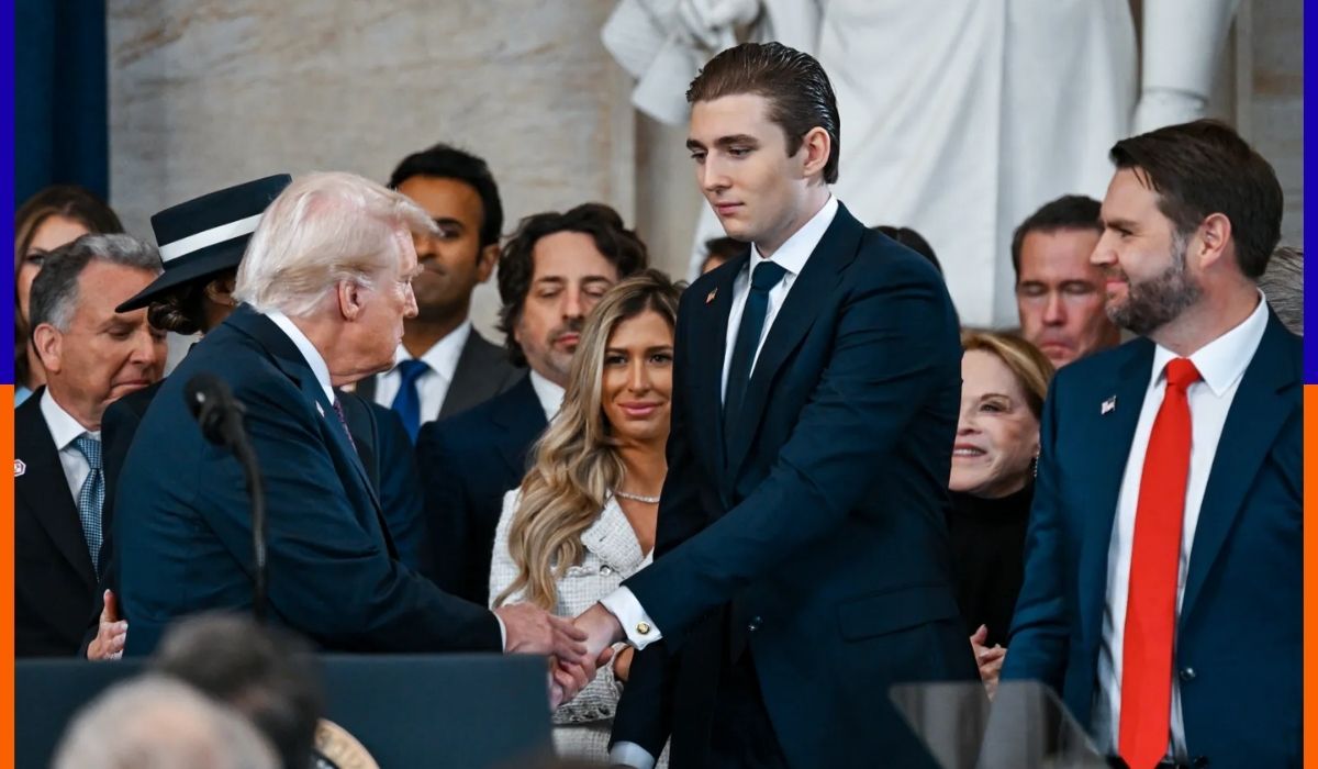 thanksgiving dinner barron trump's thanksgiving appearance with his father goes viral online.​